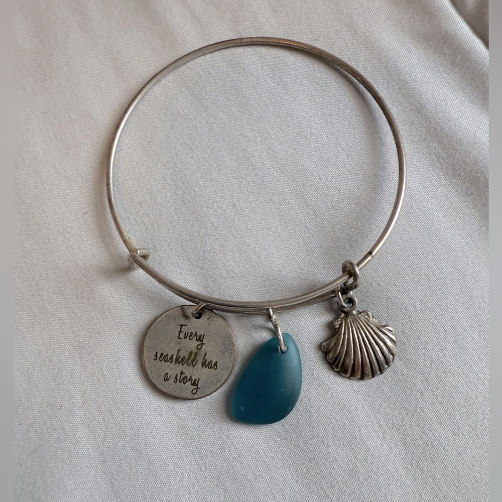 Alex and Ani Silver Bracelets with Seashell Charm and Pineapple Charm